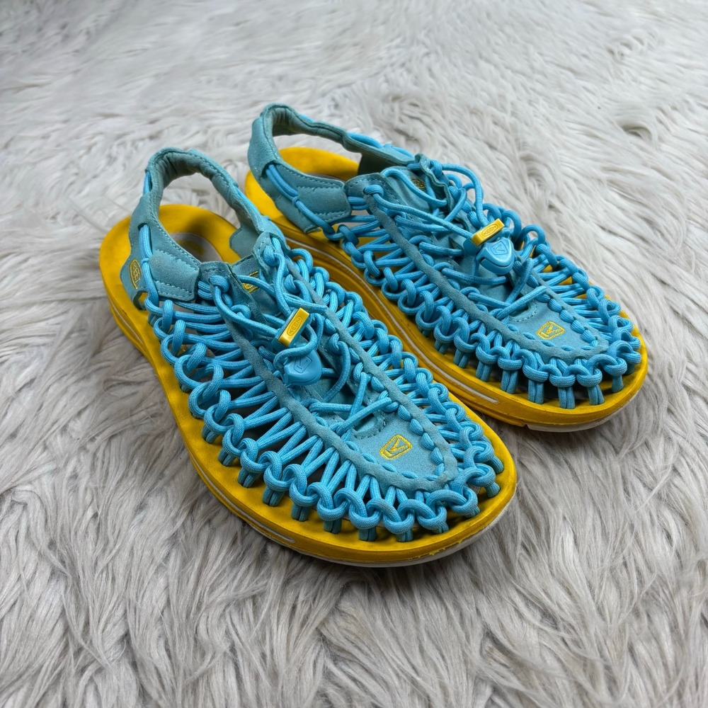 Keen‎ Women's 6.5 Blue Yellow Uneek Sandals Strappy Fisherman Sport Gorpcore